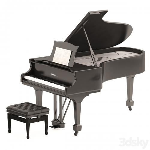 Grand Piano with Stool and Notes