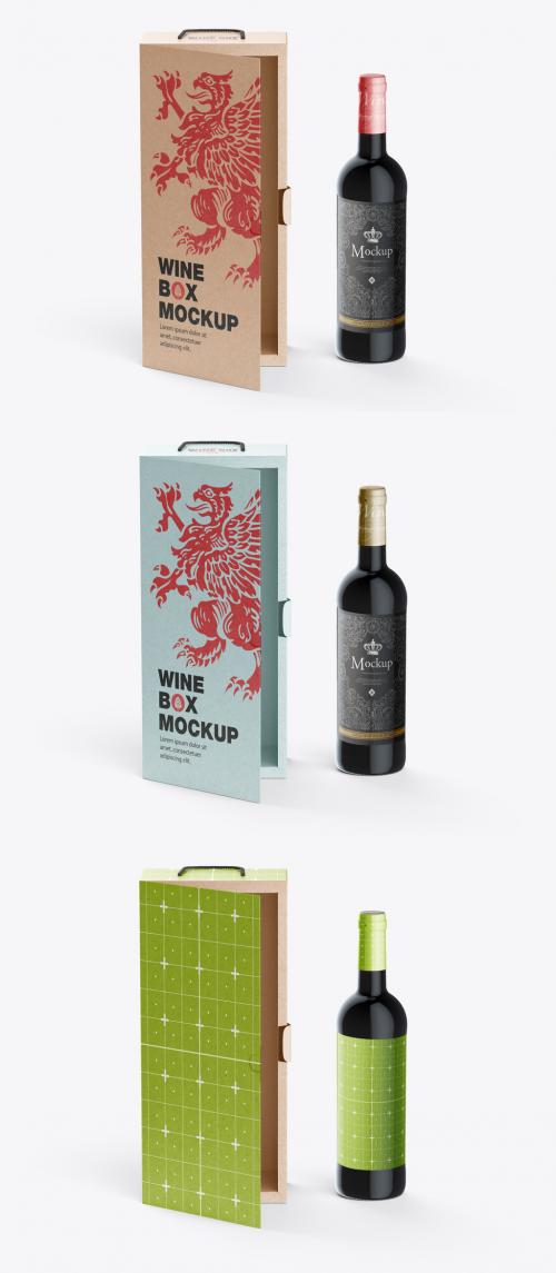 Adobe Stock - Kraft Box for Wine Bottle Mockup - 476665581