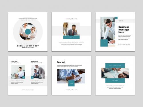 Adobe Stock - Business Social Media Post Layouts with Teal Accent - 478610238