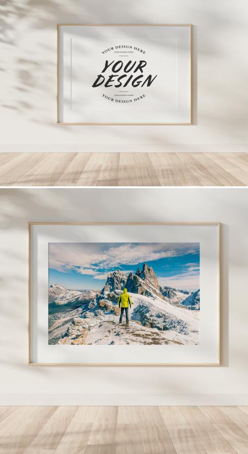 Adobe Stock - Wood Frame Hanging on Wall Mockup - 478874093