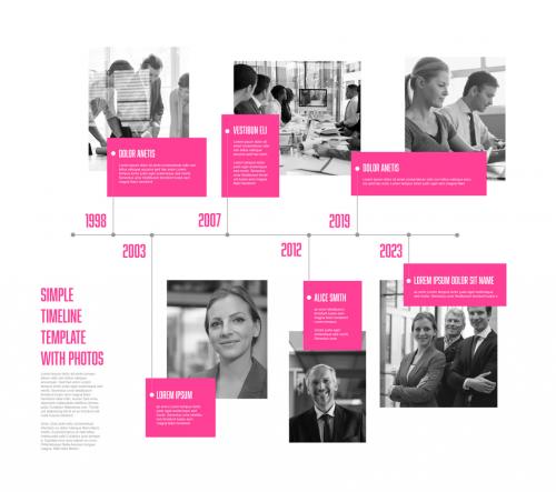 Adobe Stock - Simple Minimalistic Horizontal Photo Timeline Layout with Pink Accent - 478874164