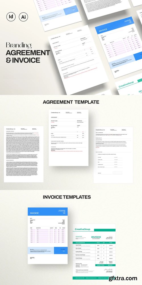 Branding Agreement & Invoice - InDesign Templates
