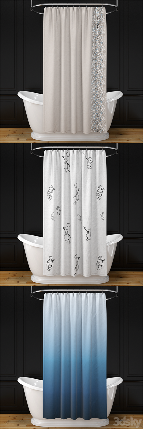Alice bath + shower curtain + oval rail N2