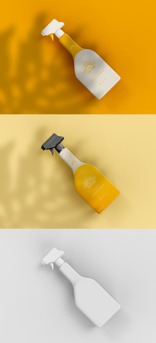 Spray Bottle Mockup with Plant Shadow