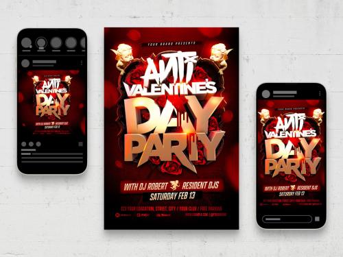 Anti Valentines Day Party Flyer with 3D Title Element