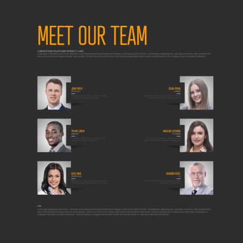 Meet Out Team Dark Presentation Page with Photos