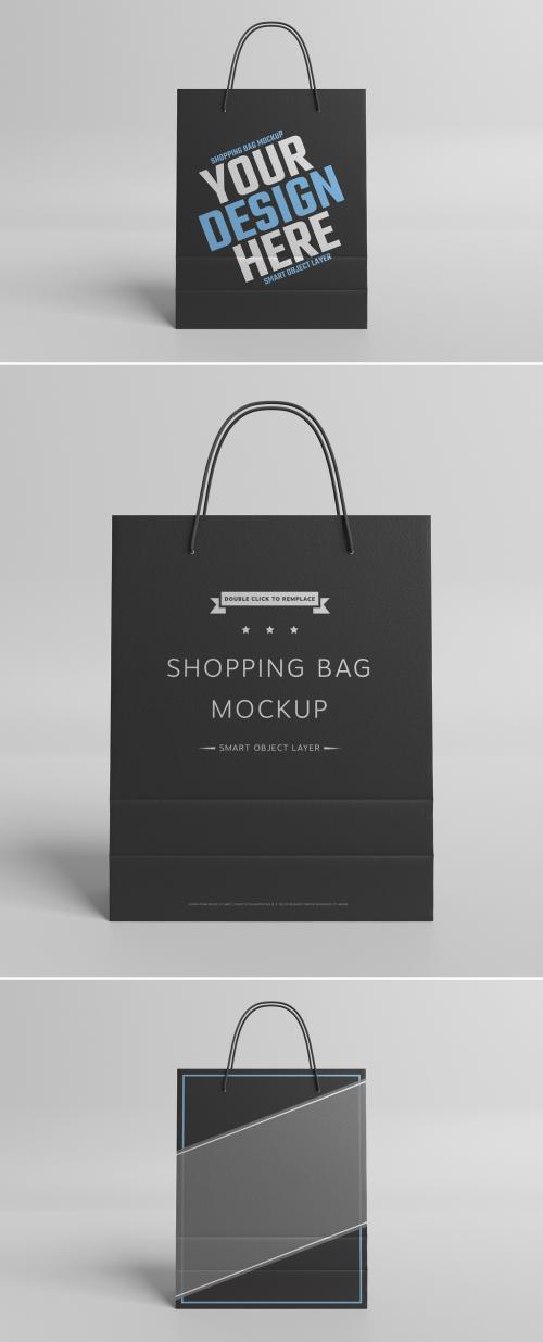 Black Shopping Bag Mockup on White