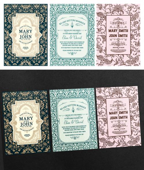Set of 3 Vintage Wedding Cards