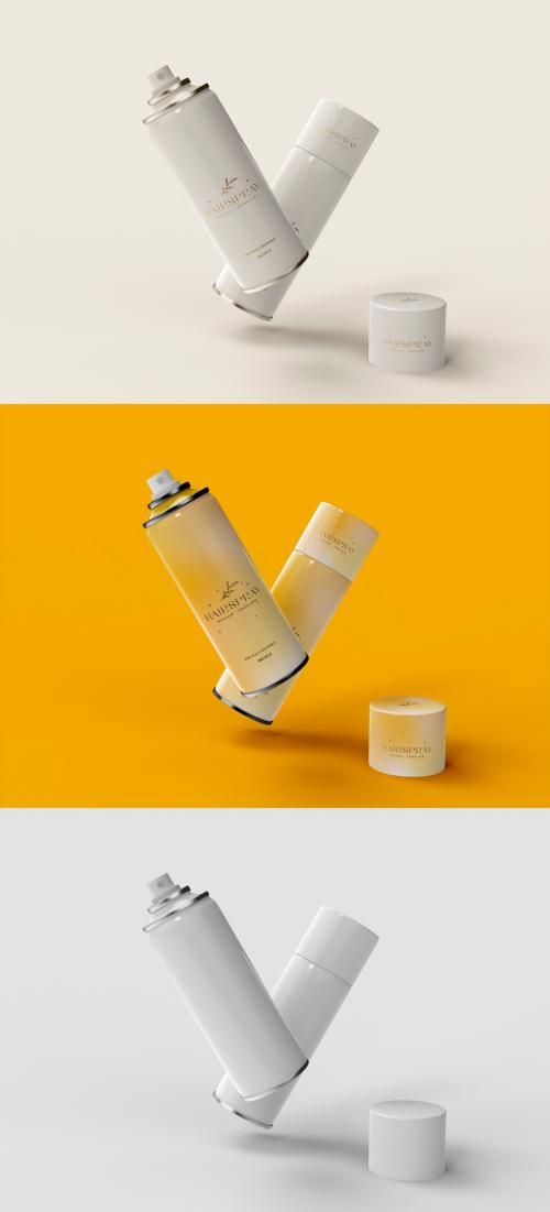 Two Spray Cans Floating Mockup