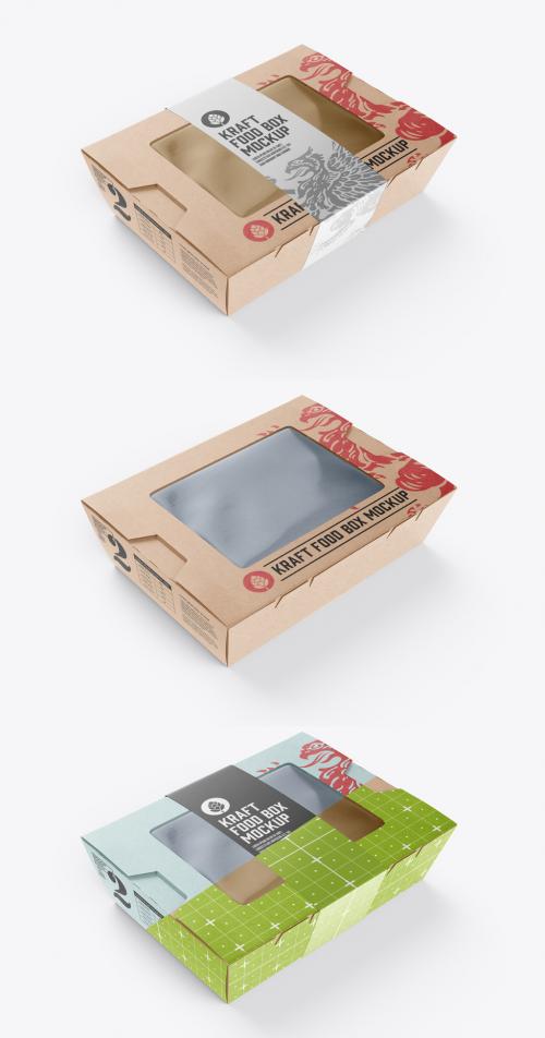 Flat Food Box with Sleeve Mockup