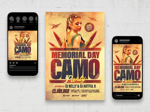 Memorial Veterans Day Army Camo Flyer