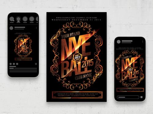 Black Gold Nightclub Event Flyer with Nye Theme