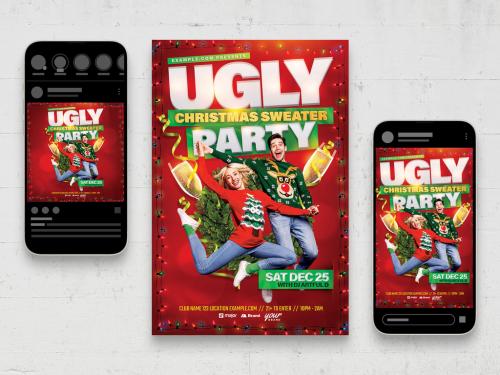 Ugly Christmas Sweater Jumper Party Event Flyer