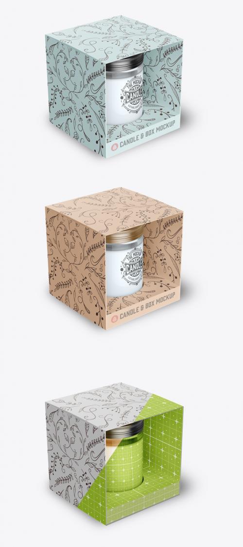 Box with Candle Mockup