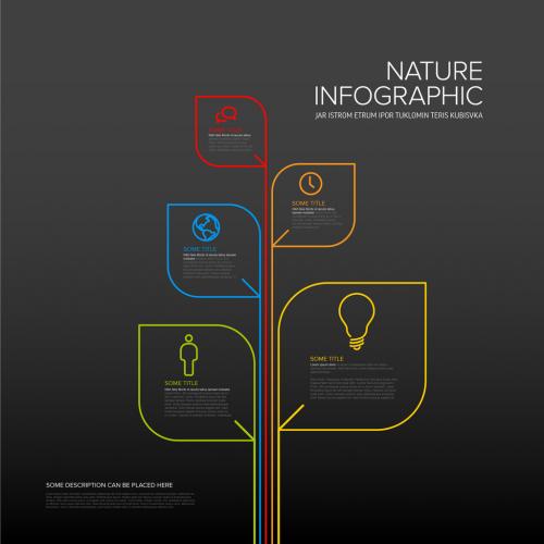 Thin Line Ecology Nature Dark Infographics Layout