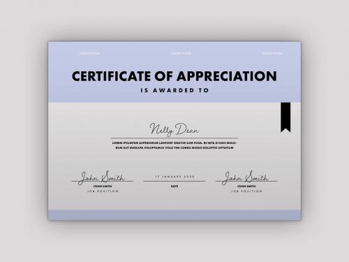 Certificate Design Layout with Purple Accents