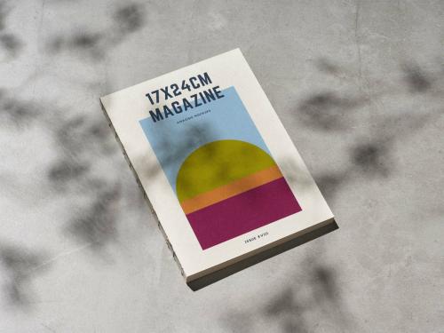 Magazine of Book with Plant Shadow Mockup