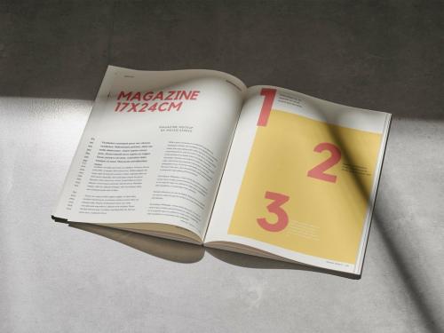 Open Book or Magazine with Shadows Mockup