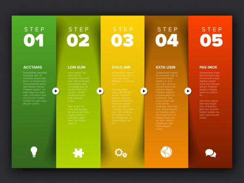 Five Steps Progress Page Template with Color Blocks