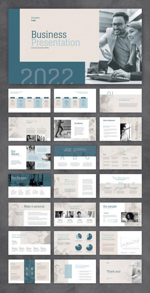 Business Profile Presentation with Pale Blue Accents