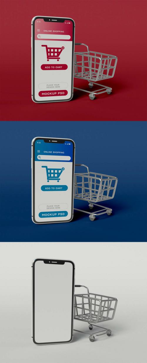 Shopping Cart with Smartphone Mockup