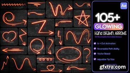 Videohive 105 Glowing Hand Drawn Arrows 51447666
