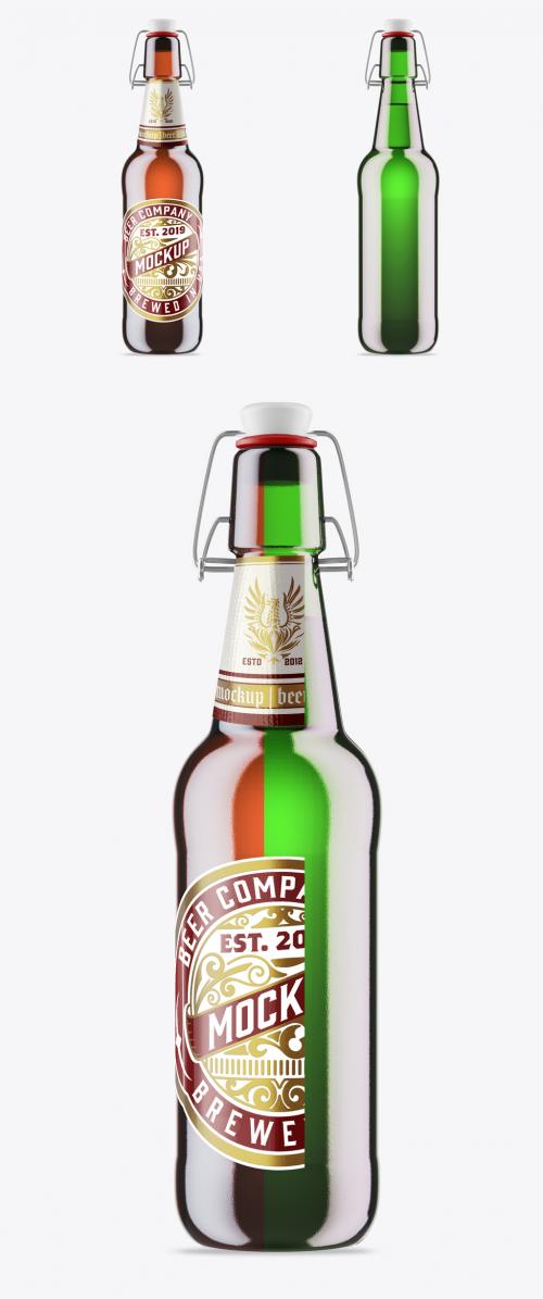 Classic Glass Beer Bottle Mockup