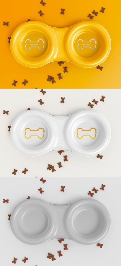 Top View Double Dinner Petbowl Mockup