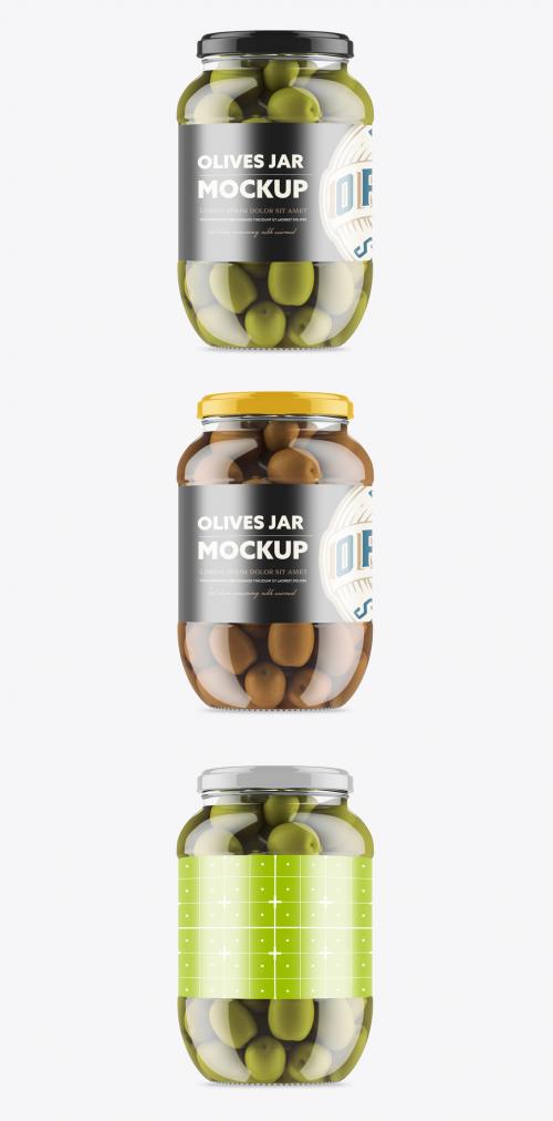 Clear Glass Jar with Olives Mockup