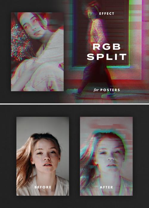 Rgb Split Poster Glitch Photo Effect Mockup
