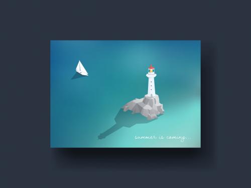 Summer Holiday with Yacht and Lighthouse
