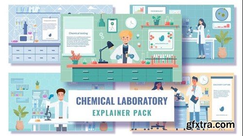 Videohive 5 Concepts Flat Character Scientist in Chemical Laboratory 51533602