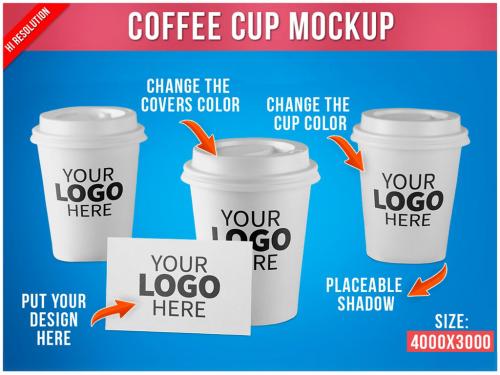 Coffee Cups with Business Card Mockup