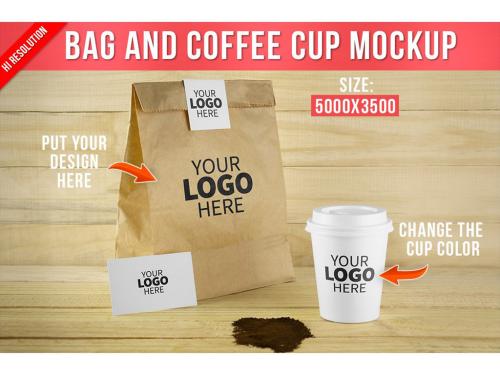 Paper Bag Coffee Cup and Business Card