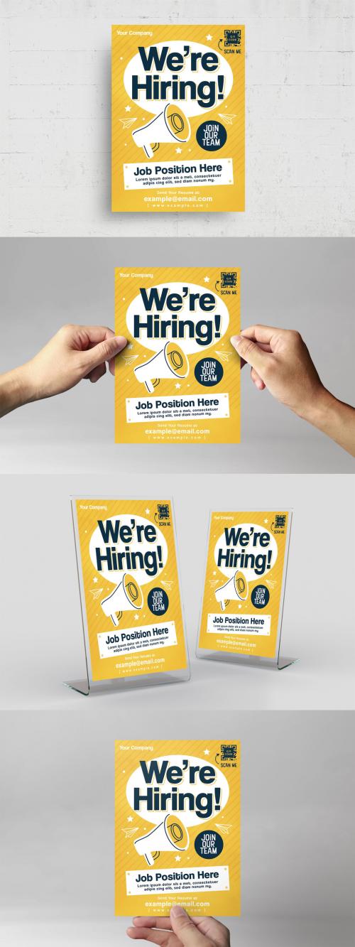 Were Hiring Job Vacancy Flyer Poster with Bold Yellow Color