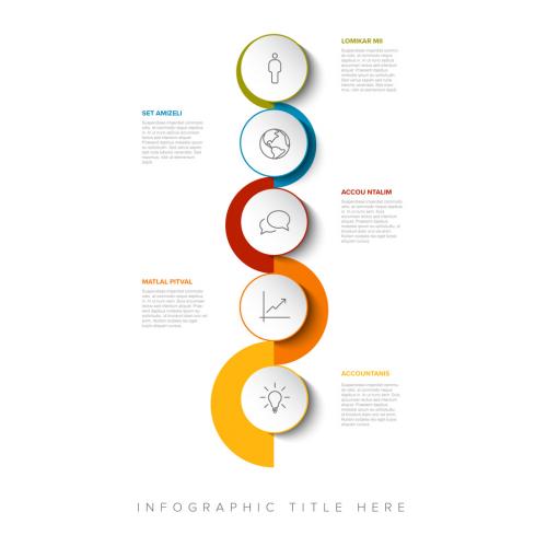 Five Vertical Steps Infographic Layout with Color Borders
