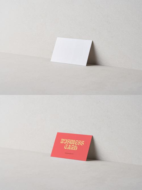 Business Card Mockup on Grey Texture