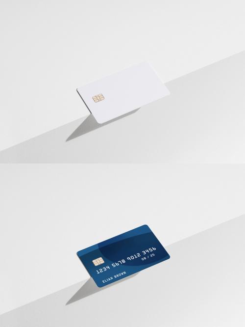 Credit Card Mockup with Hard Light on an Edge