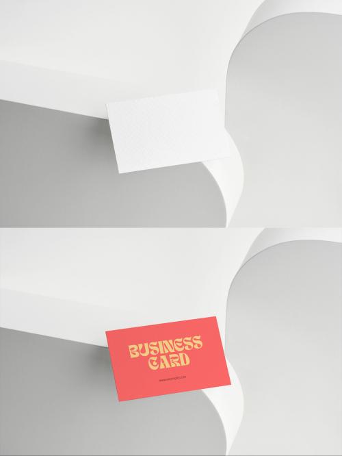 Business Card Mockup with White Shapes