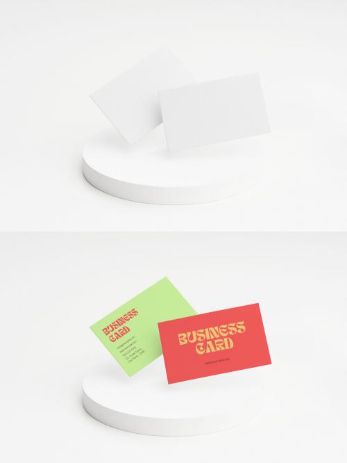 Pair of Business Cards Mockup Floating on White