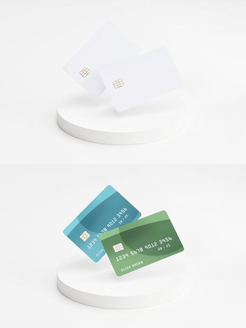 Pair of Credit Cards Mockups Floating