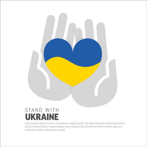 Support Ukraine Conceptual Illustration Badge Layout with Heart