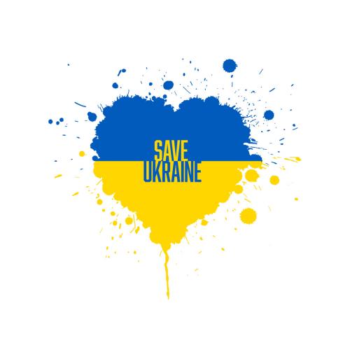 Save Ukraine Conceptual Illustration Badge Layout with Heart