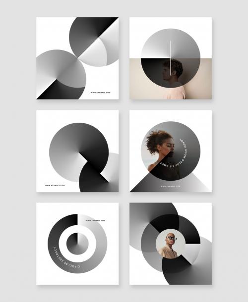 Black and White Geometrical Social Layouts with Circular Shapes