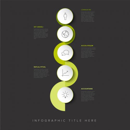 Five Vertical Steps Infographic Layout with Green Borders