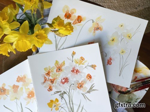 Loose Watercolor Daffodils
