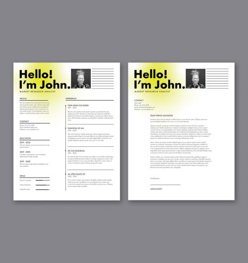 Minimal Resume Layout with Yellow Gradient