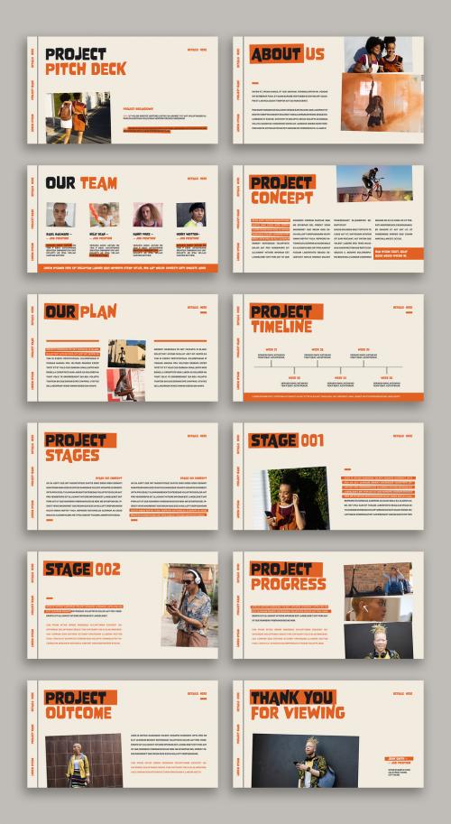 Pitch Deck with Orange Accents