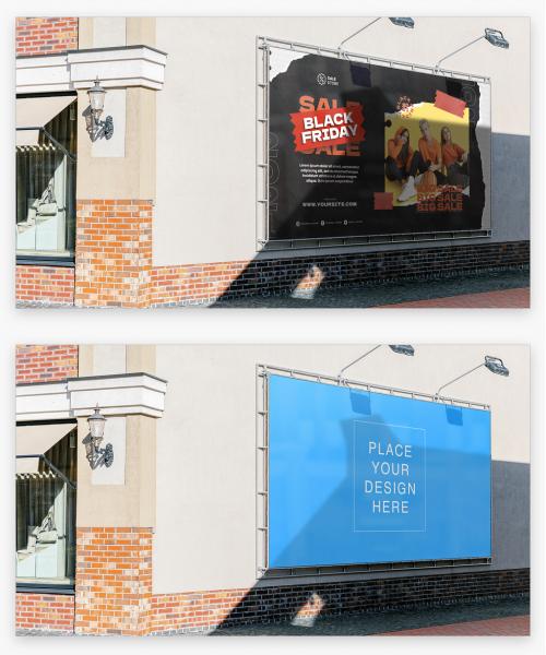 Billboard on the Wall Advertisement Mock-Up