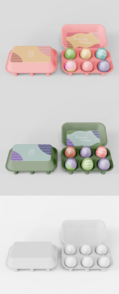 Six Easter Eggs in Box Mockup